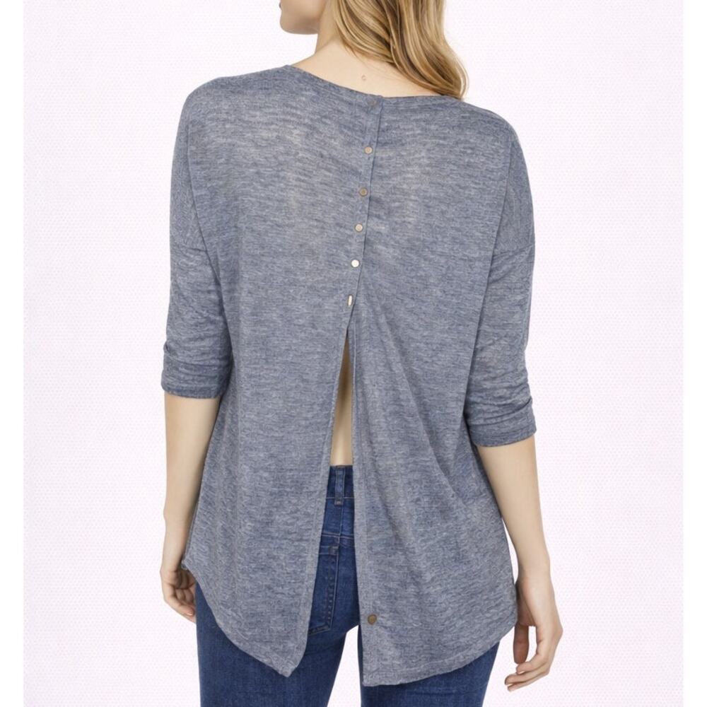 Apricot grey blue Button Split Back 1/2 sleeves XS Small NWT